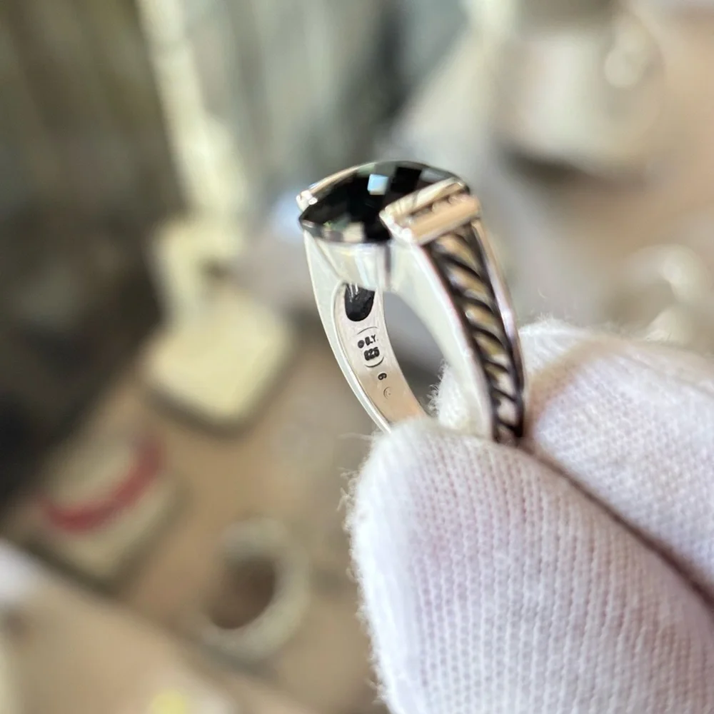 David Yurman Deco Cable Ring with Black Onyx & Diamonds 5
